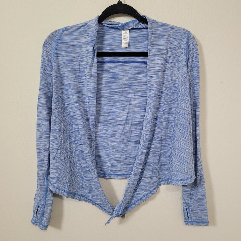 Ivivva Size 12 Space Dye Wrap Top Girls Blue Long Sleeve Thumbholes IG3518S